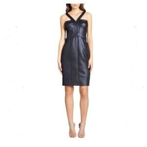 David Meister Blue + Black Metallic Cocktail Dress - Size 8